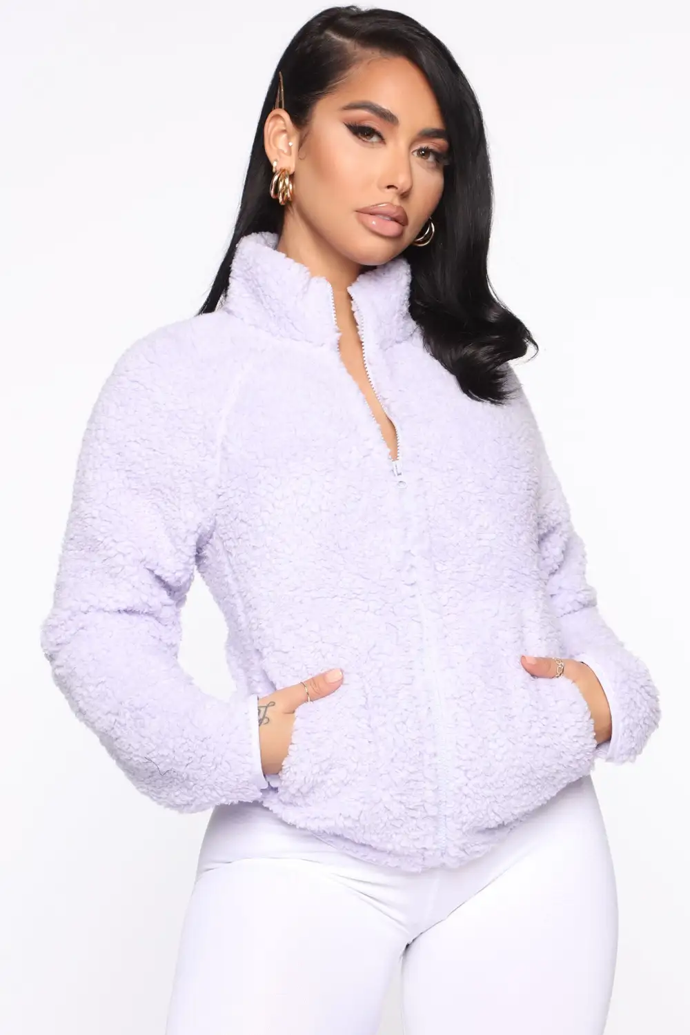 Fuzzy Feels Sherpa Jacket - Lavender