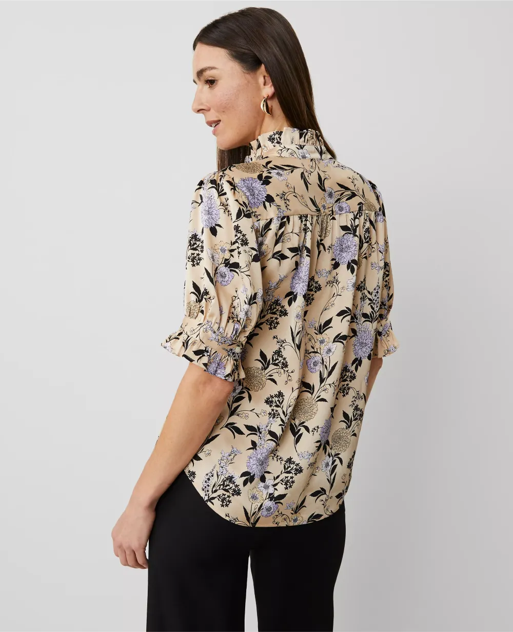 Floral Ruffle Collar Blouse