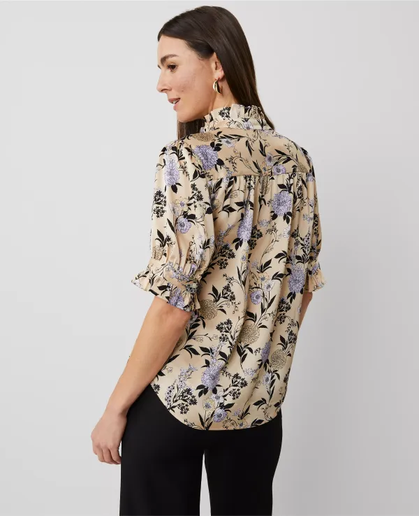 Floral Ruffle Collar Blouse