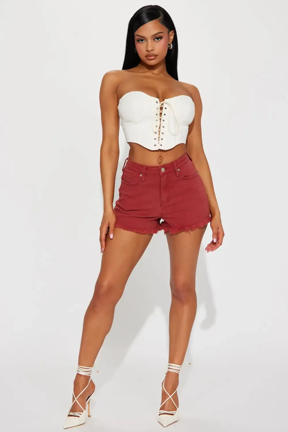 Thinking Out Loud Stretch Denim Shorts - Terracotta