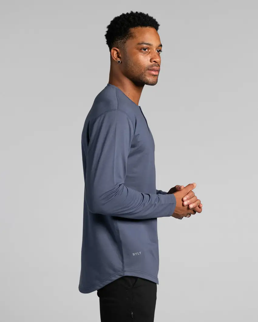 Henley Drop-Cut Long Sleeve: Lux