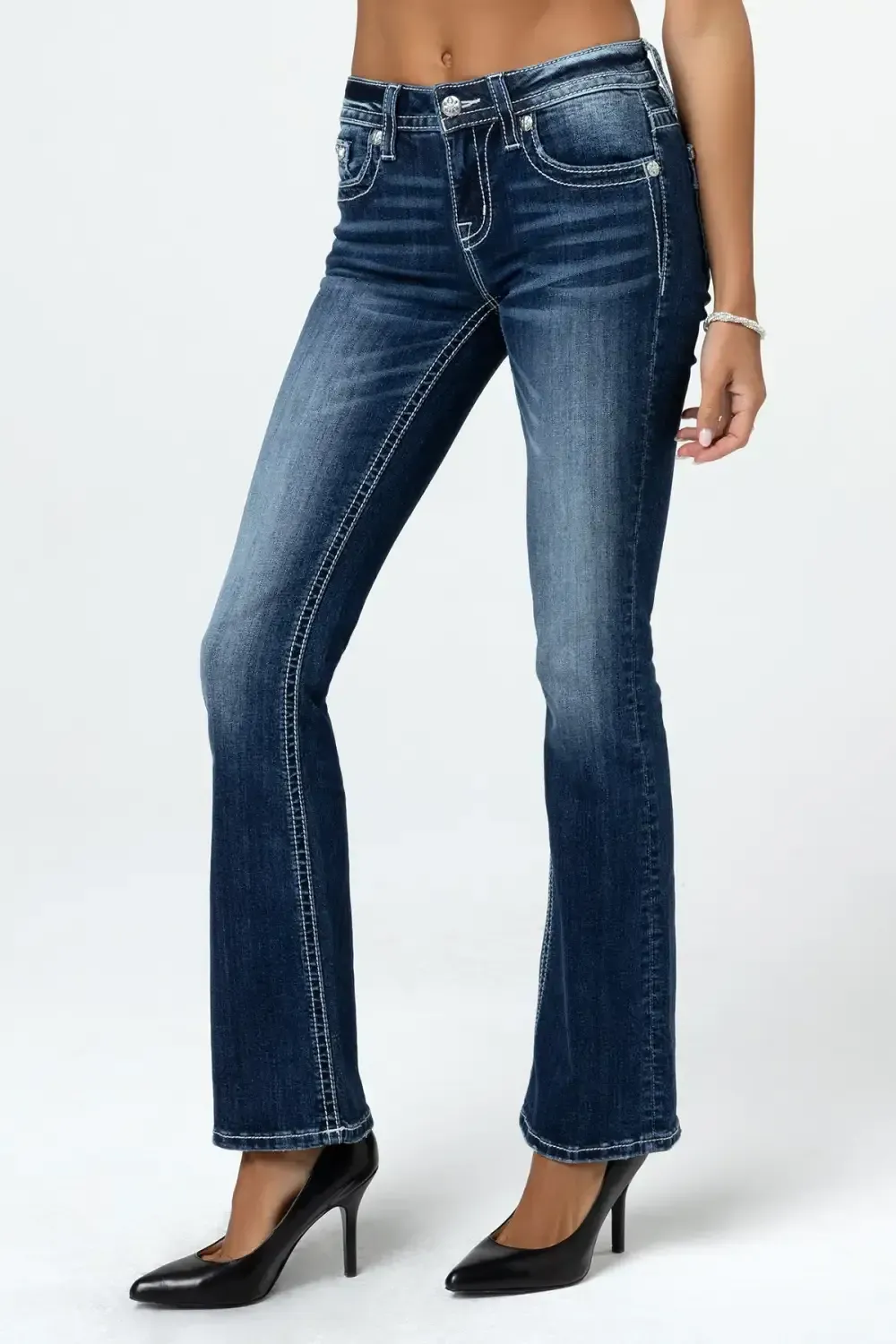Raised Silver Wings Bootcut Jeans