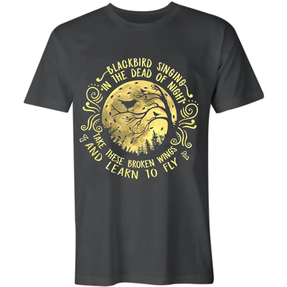 Men's Blackbird Singing In The Dead Of Night Printed T-shirt