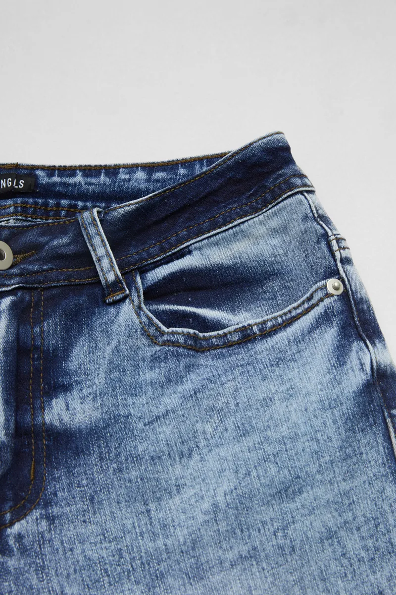 Roll Hem Wash High Stretch High Waist Capri Jeans