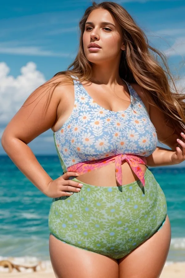 Daisy Patch Printed Knotted One Piece Swimsuit