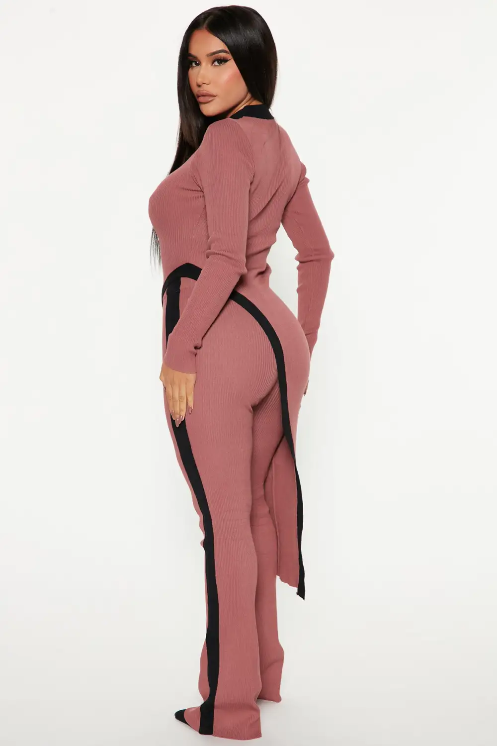 Skylar Sweater Pant Set - Mauve/combo