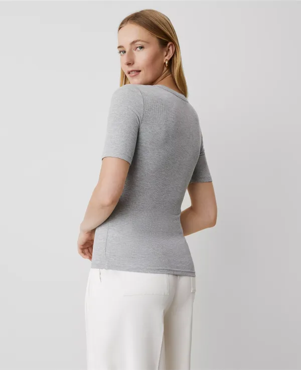Weekend Collection Ribbed Henley Tee