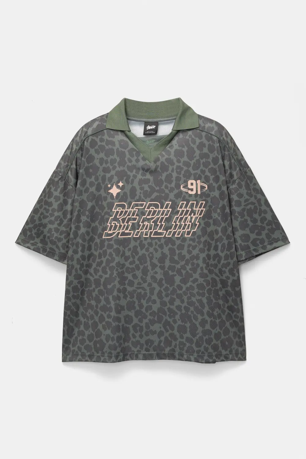 STWD leopard print T-shirt with a polo collar
