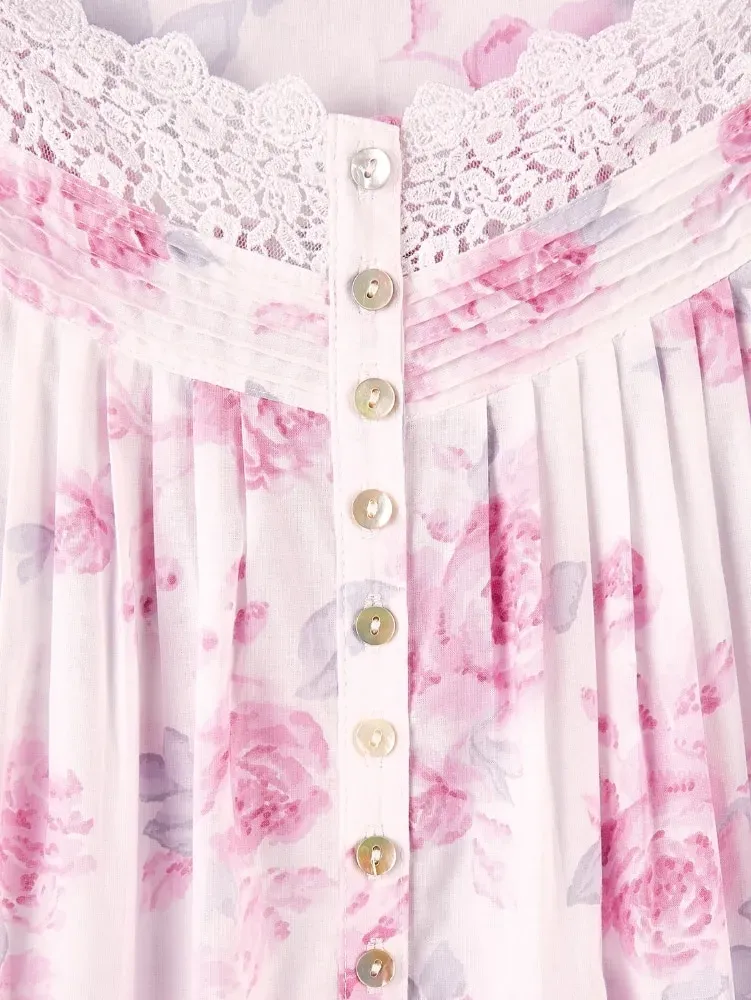 Eileen West Pink Roses Cotton Lawn Robe