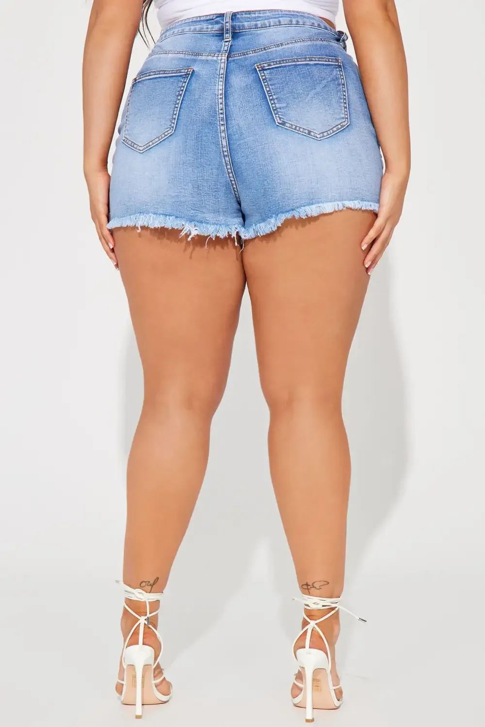 Up To You Stretch Cut Off Denim Shorts - Medium Wash