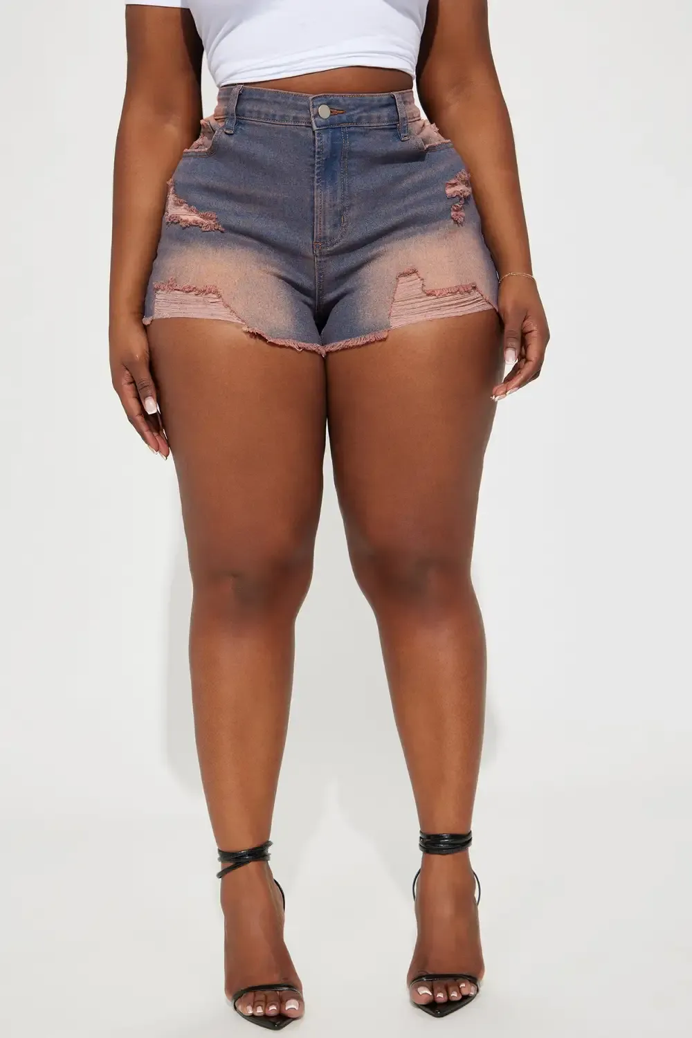 For The Better Stretch Denim Shorts - Peach
