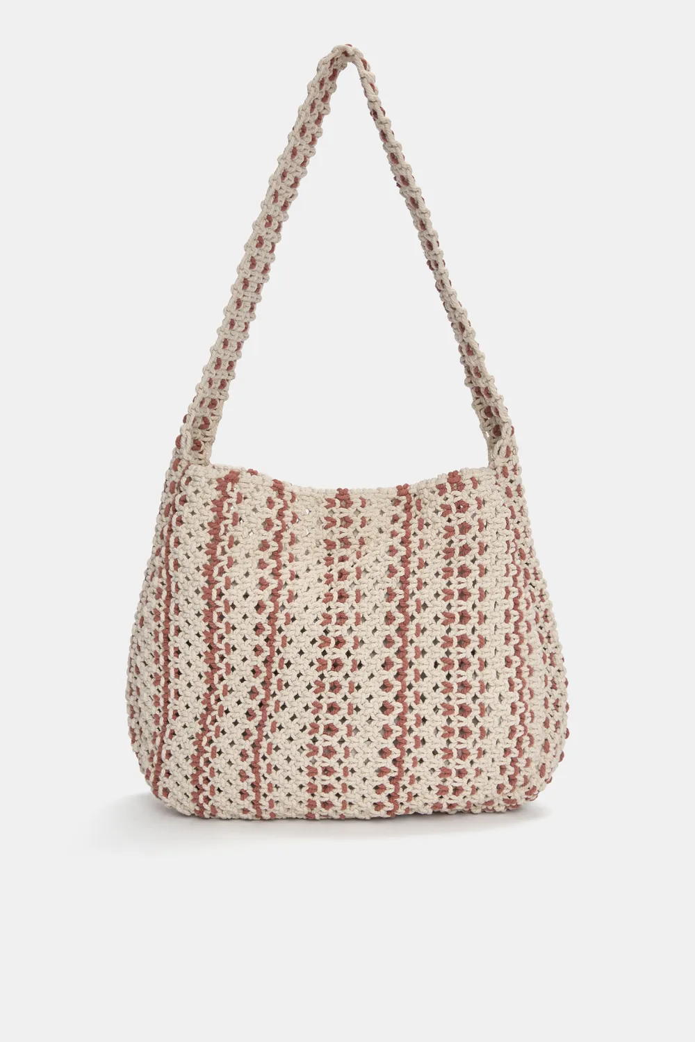 Bolso shopper rayas macramé