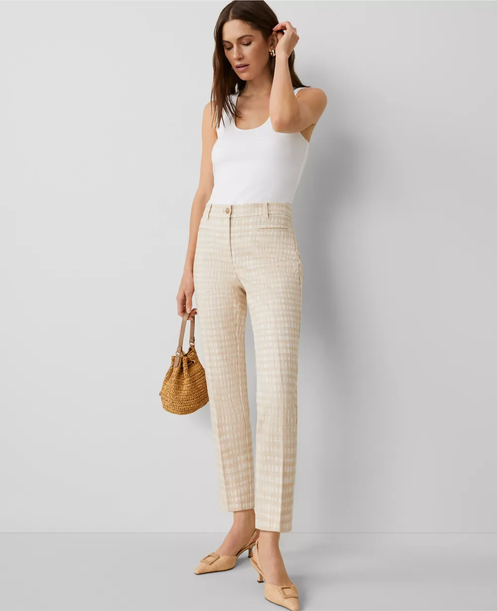 The Relaxed Cotton Crop Pant in Plaid