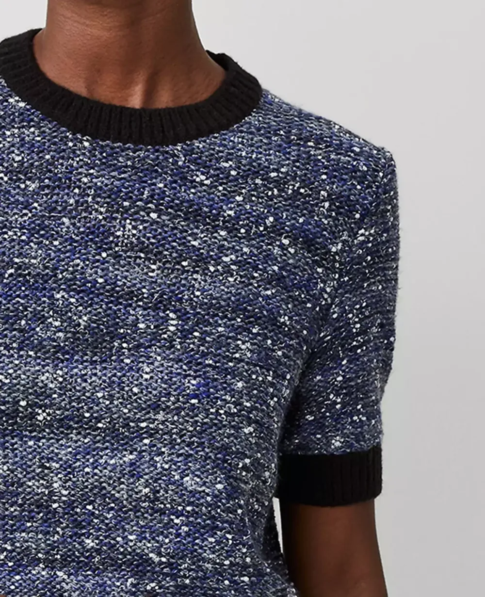 Tweed Contrast Trim Tee