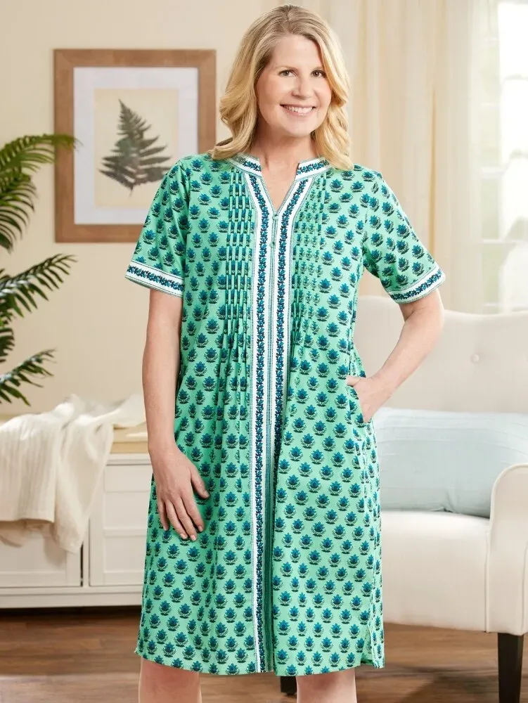 Ella Simone Indigo Dreams Lotus Print Nightgown