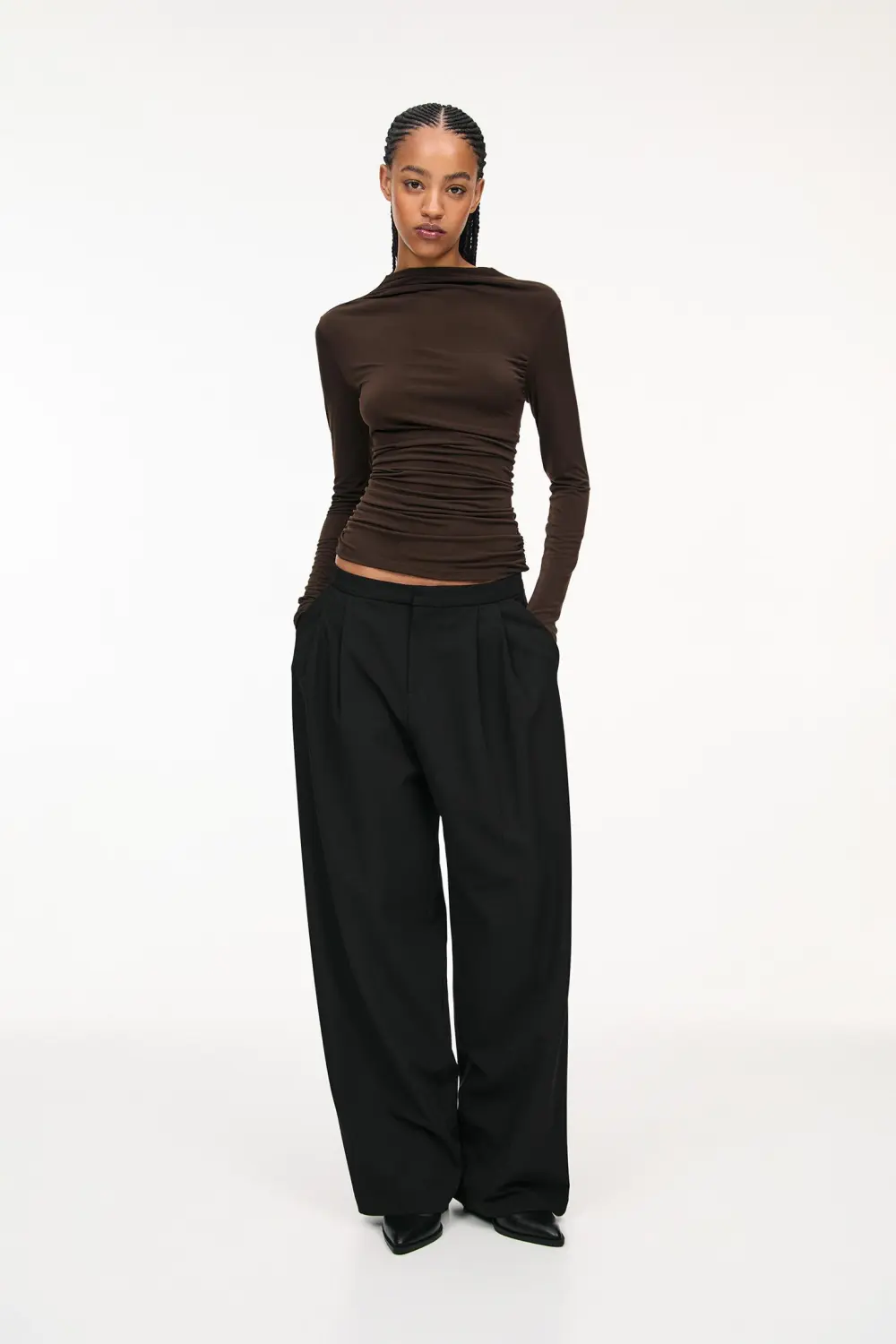 Gathered long sleeve top