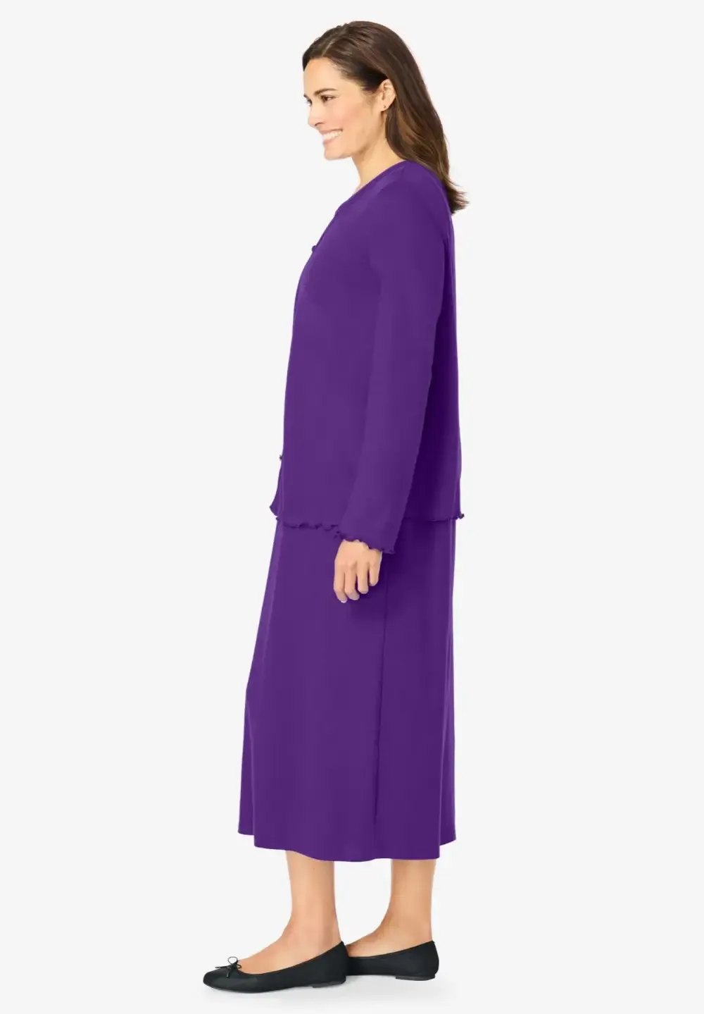 Lettuce Trim Knit Jacket Dress