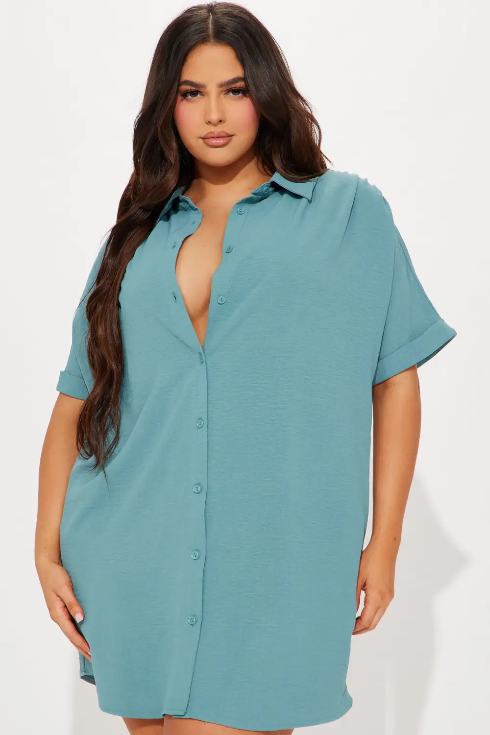 Amelia Mini Shirt Dress - Green