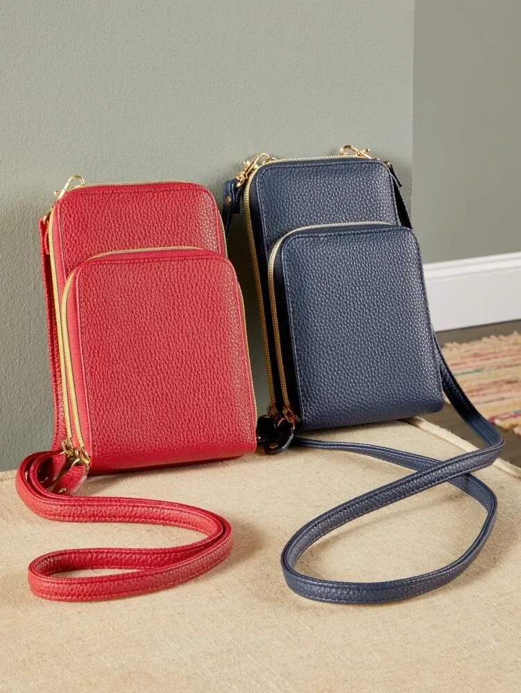 Women's Vertical RFID-Blocking Crossbody Bag