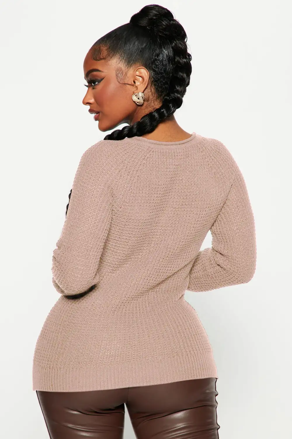 Ariana Waffle Sweater - Khaki