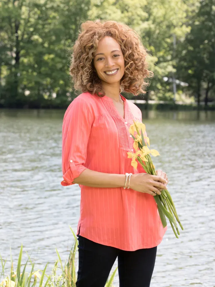 Perfect Pintuck Cotton Tunic With 3/4 Sleeves