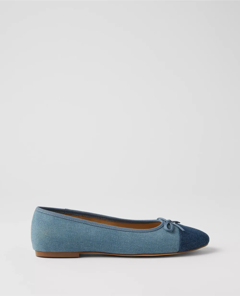 Weekend Collection Denim Cap Toe Ballet Flats