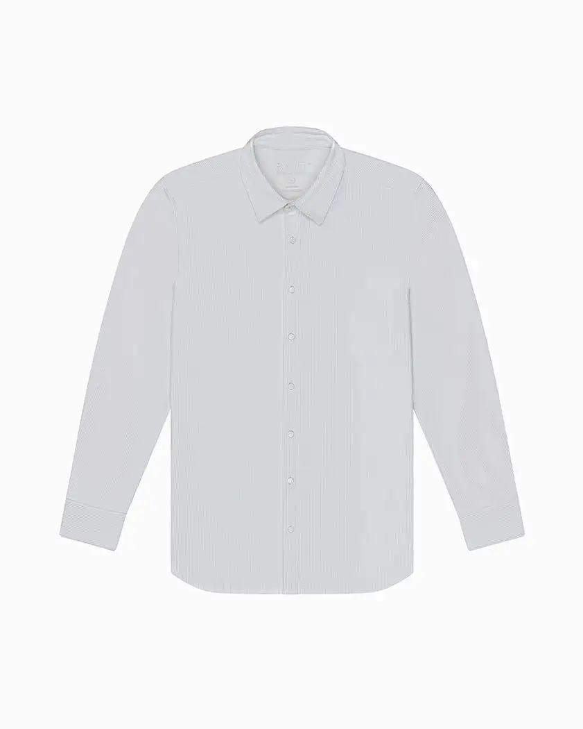 Ribbed+ Long Sleeve Button Down