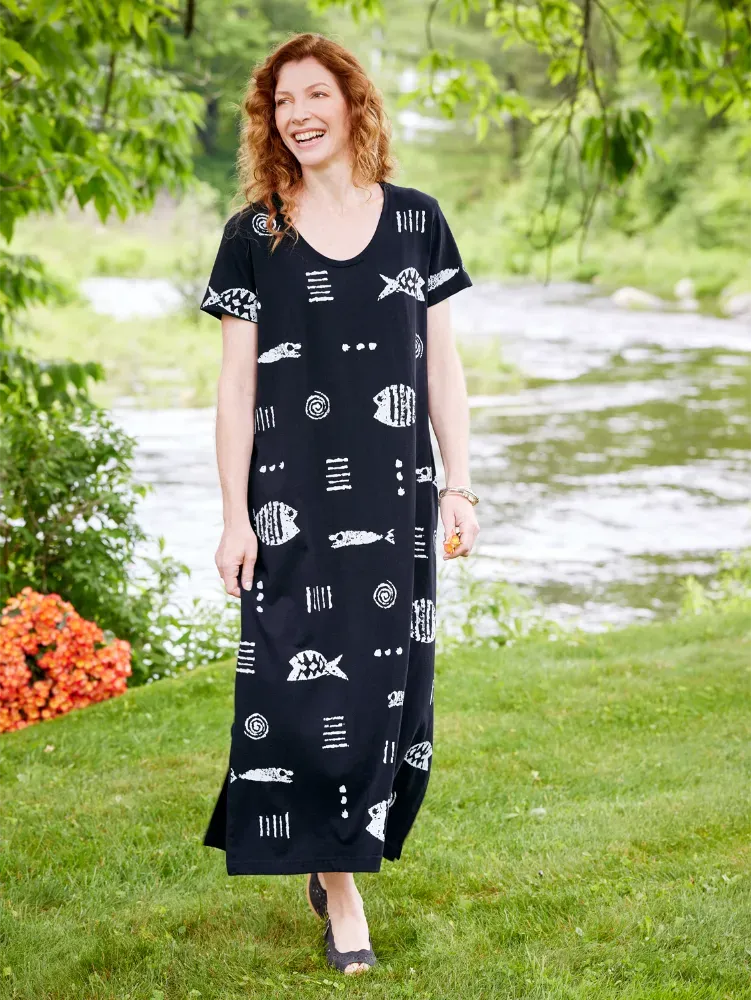 M.MAC Rock Fish Cotton Knit Ankle-Length Dress