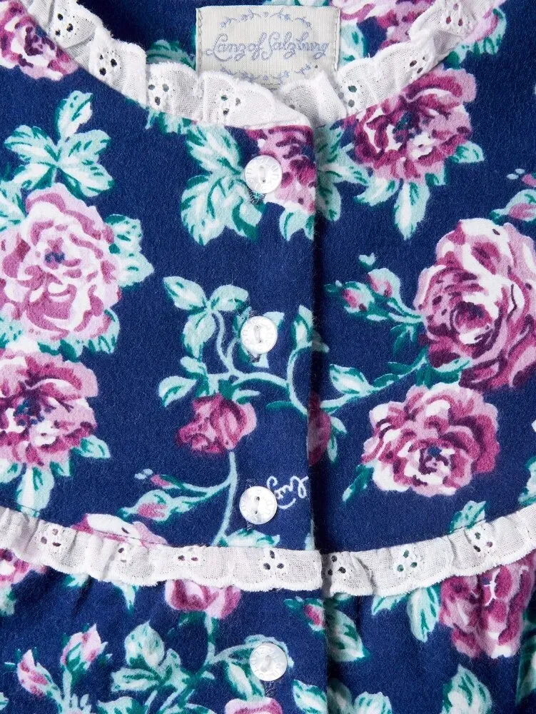 Lanz Nantucket Rose 44 Inch Flannel Nightgown