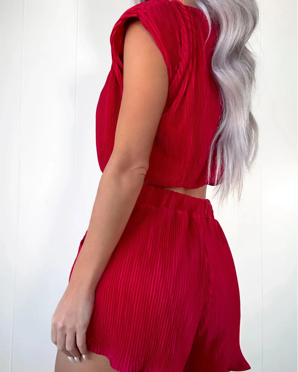 Magic Pleated Shorts Set - Red