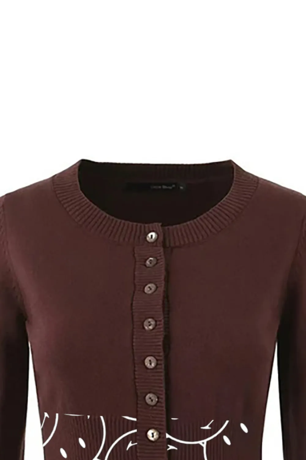 Minimalist Rib Knit Crew Neck Long Sleeve Button Up Fitted Crop Cardigan