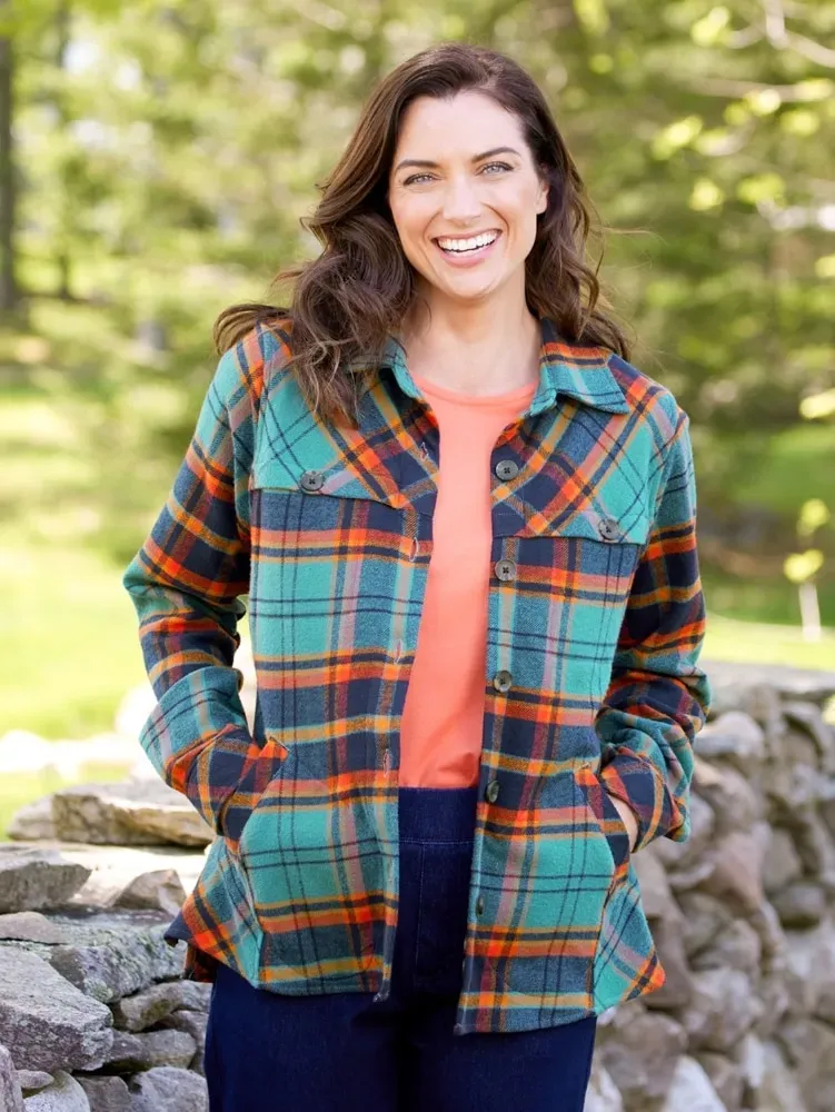 Women's Plaid Flannel Shirt Jacket