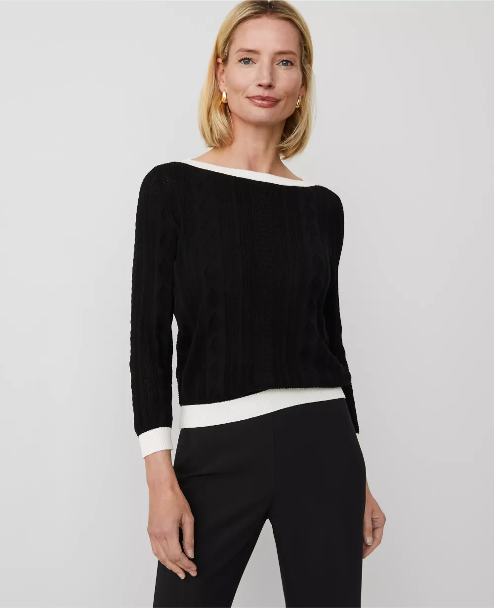 Contrast Mixed Stitch Sweater