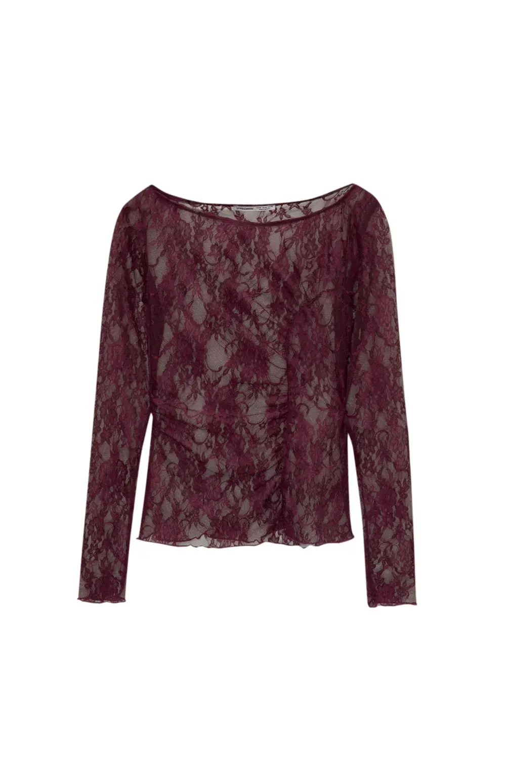 Lace top with gathered detail