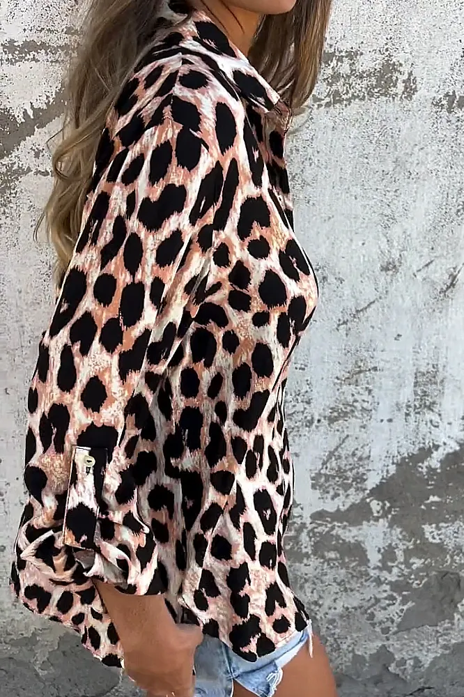 Women's leopard print casual loose shirt