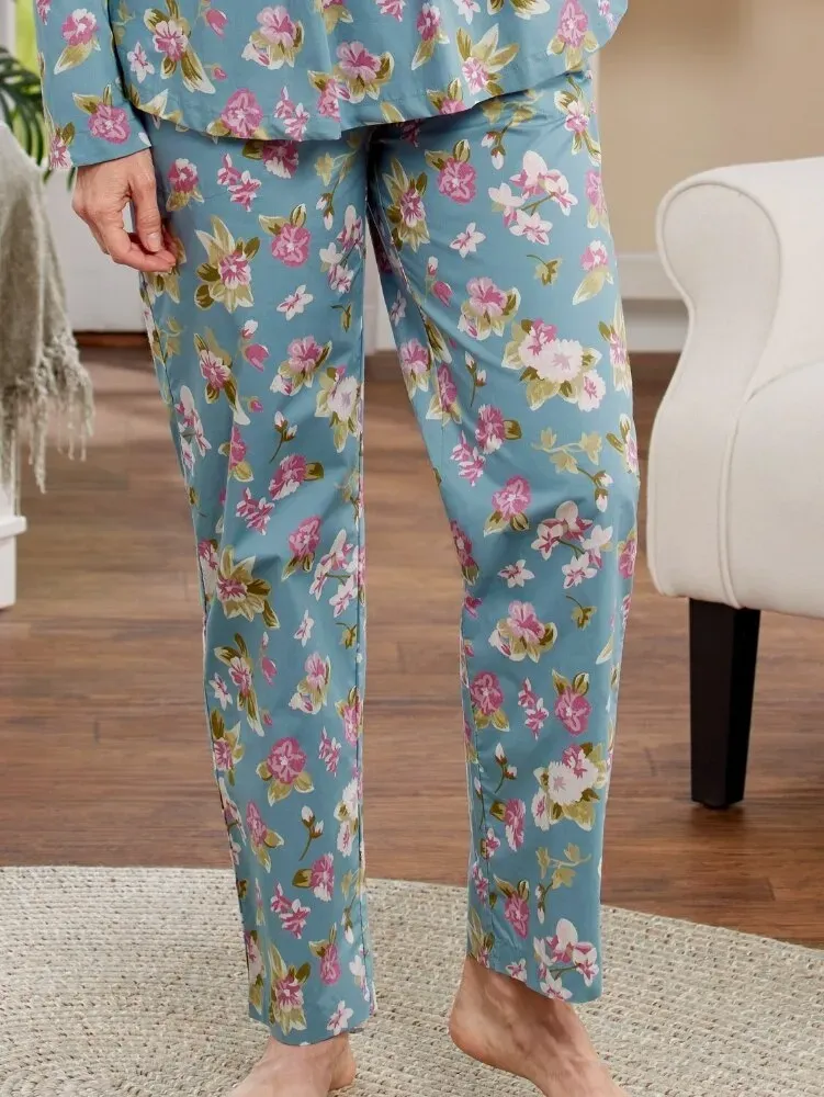 Ella Simone Pintuck Floral Cotton Pajama Set