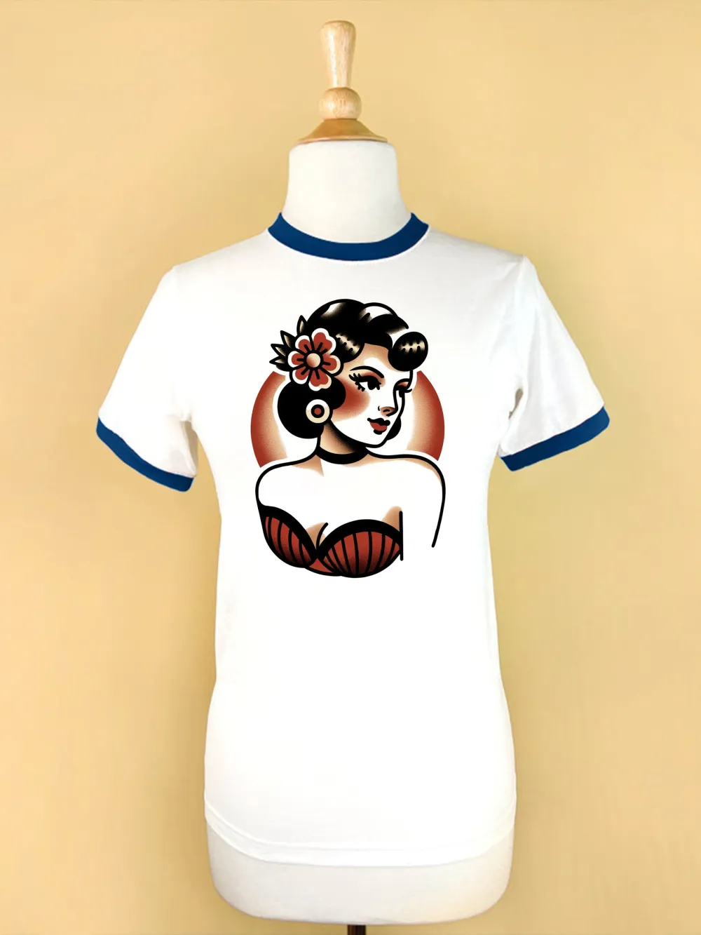 Vintage Women Graphic Tee In Navy Blue Edge