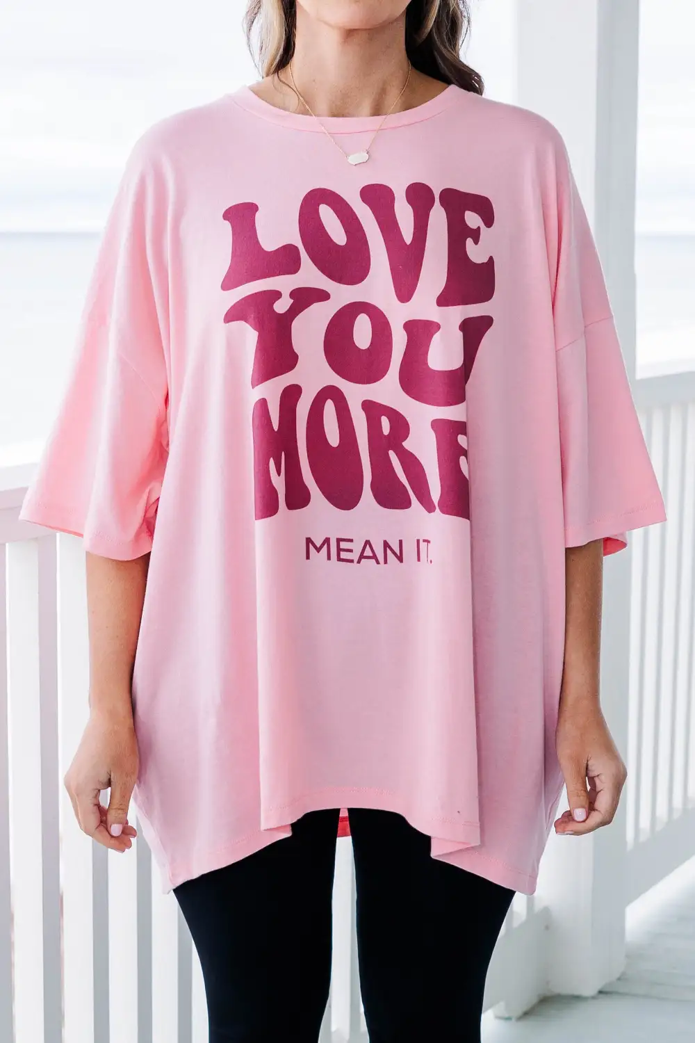Love You Mean It Boyfriend Tee, Dark Pink