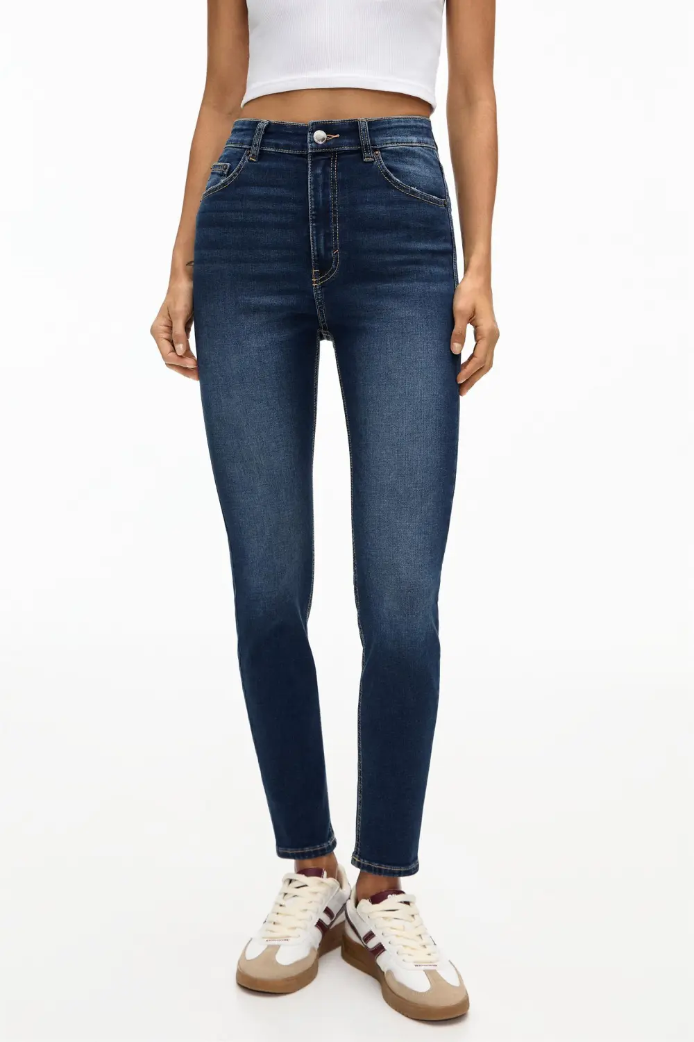 Jeans skinny tiro alto