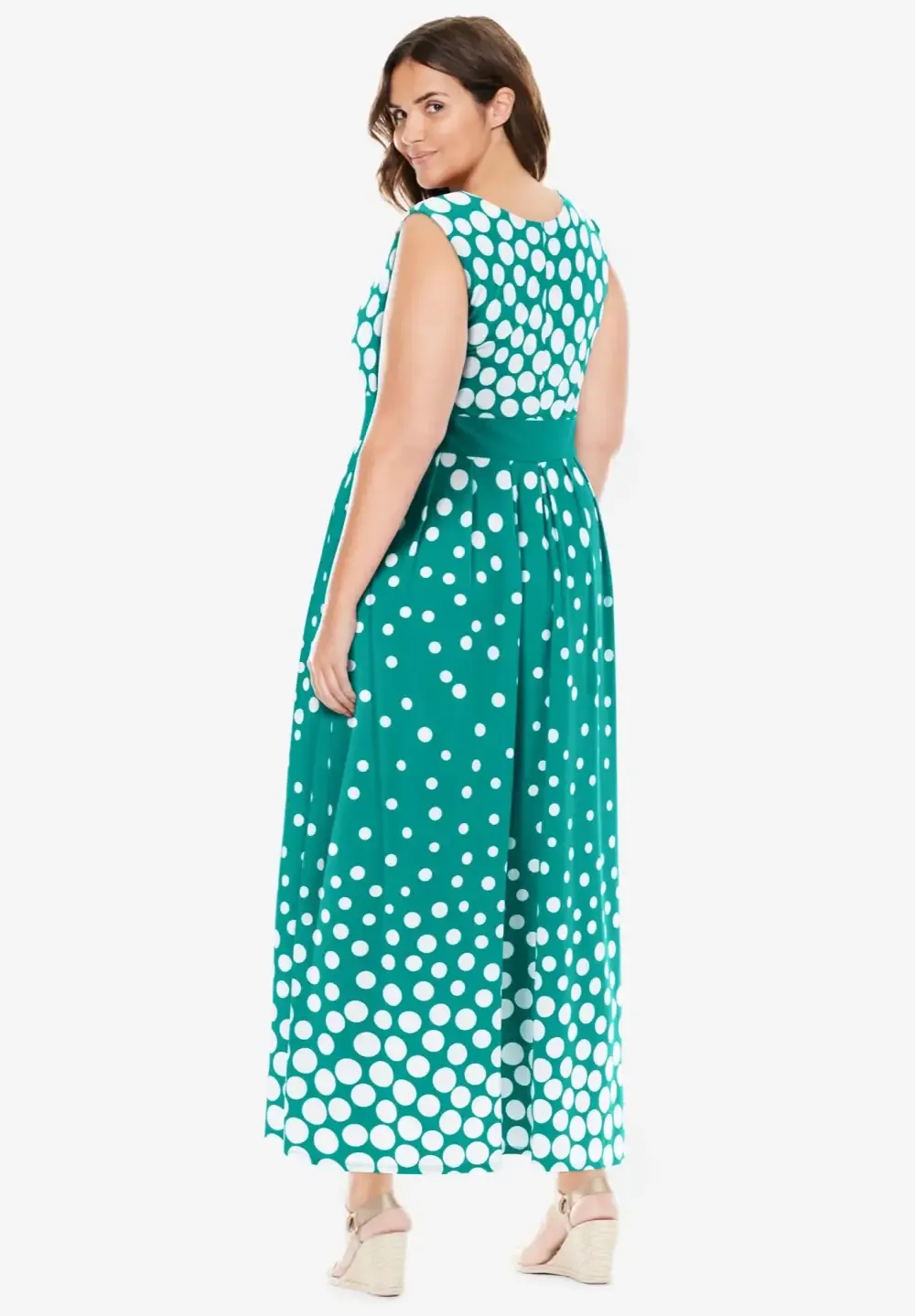 Banded-Waist Print Maxi Dress