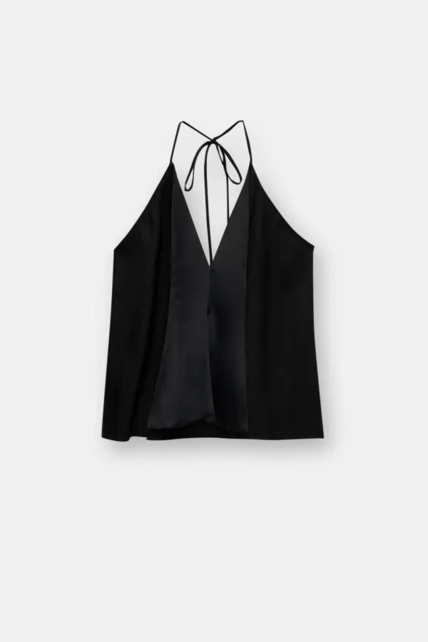 Satin top with lapels