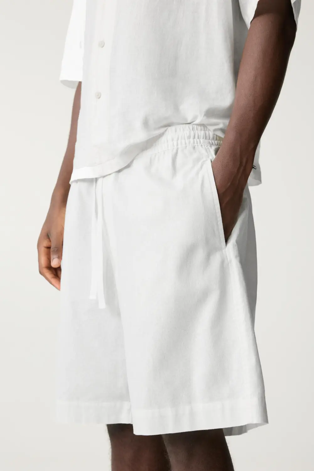 Linen blend jogger Bermuda shorts