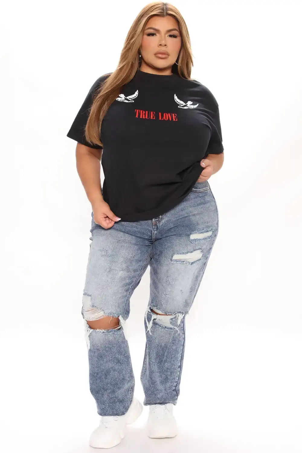 We're Better Together Distressed Boyfriend Jeans - Medium Blue Wash