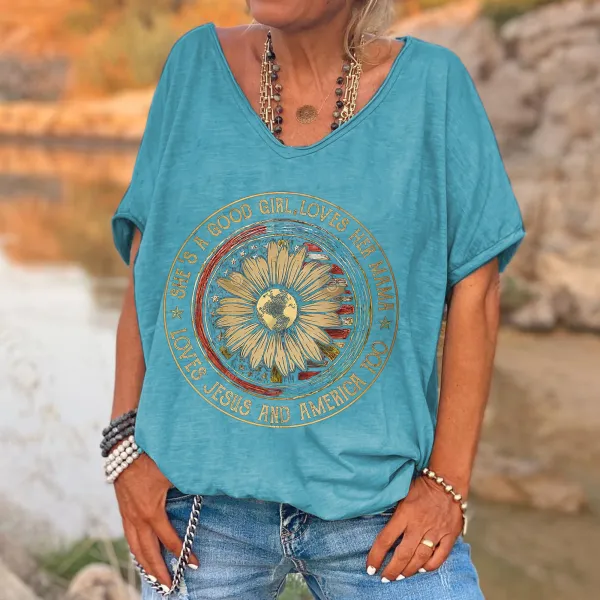 She's A Good Girl, Loves Her Mama Printed Women's T-shirt