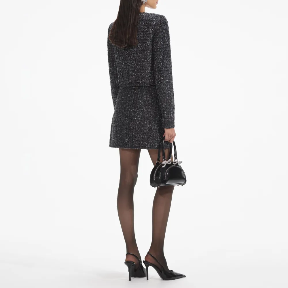 Black Textured Denim Jacket