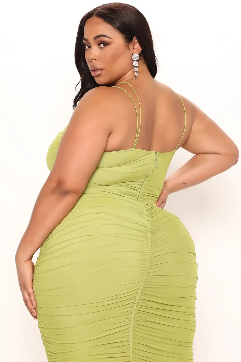 Show Off Mesh Midi Dress - Chartreuse