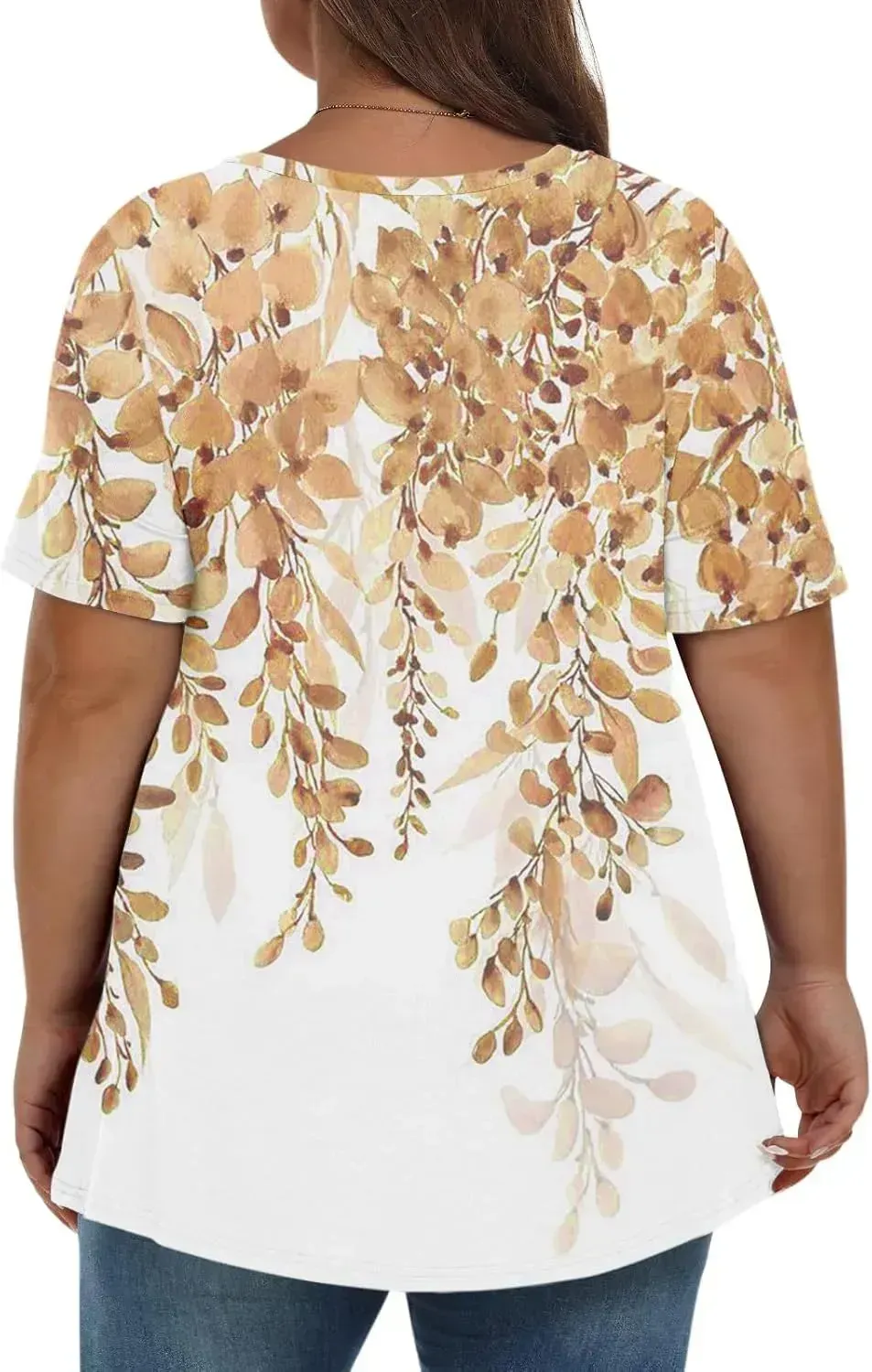 Plus Size Tops for Women Dressy Short Sleeve V Neck Shirts for Women Summer Tops for Women 2024 Floral Print Top