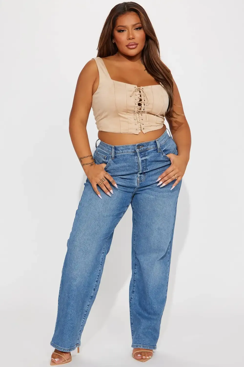 Long Lost 90's High Rise Straight Leg Jeans - Medium Wash
