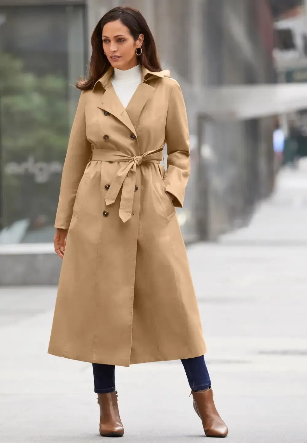 Double Breasted Long Trench Raincoat