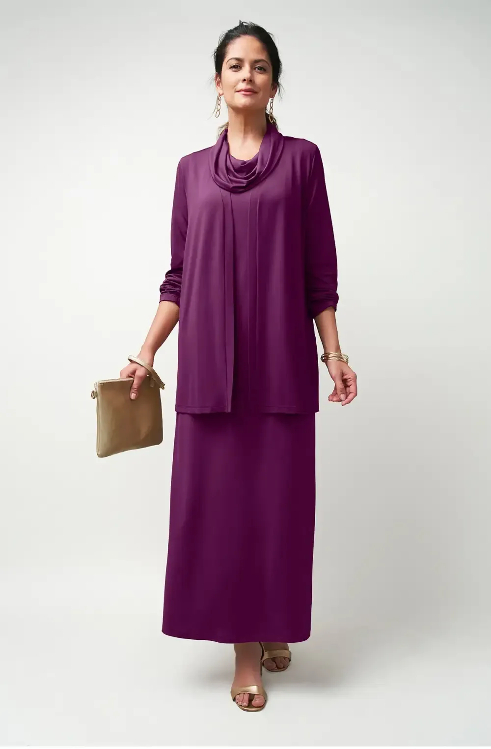 2-Piece Cowlneck Jacket Dress